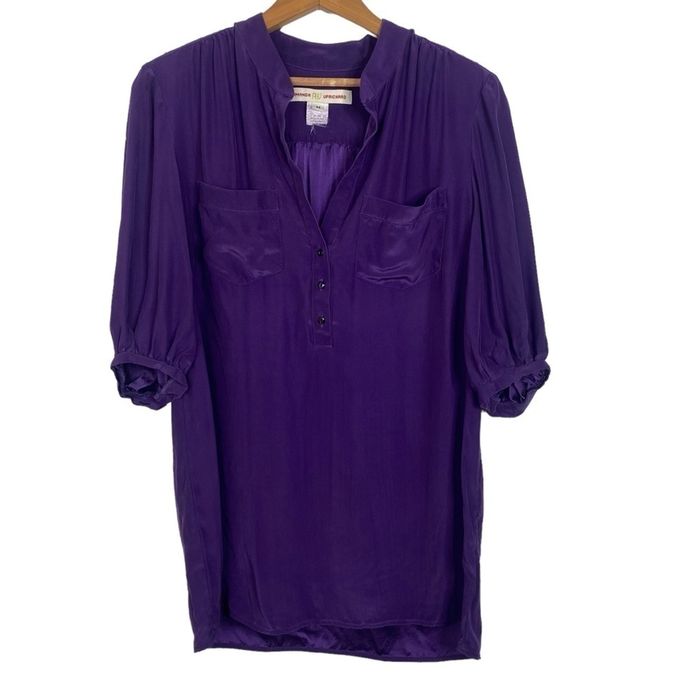 Amanda Uprichard Purple Silk Tunic Blouse M